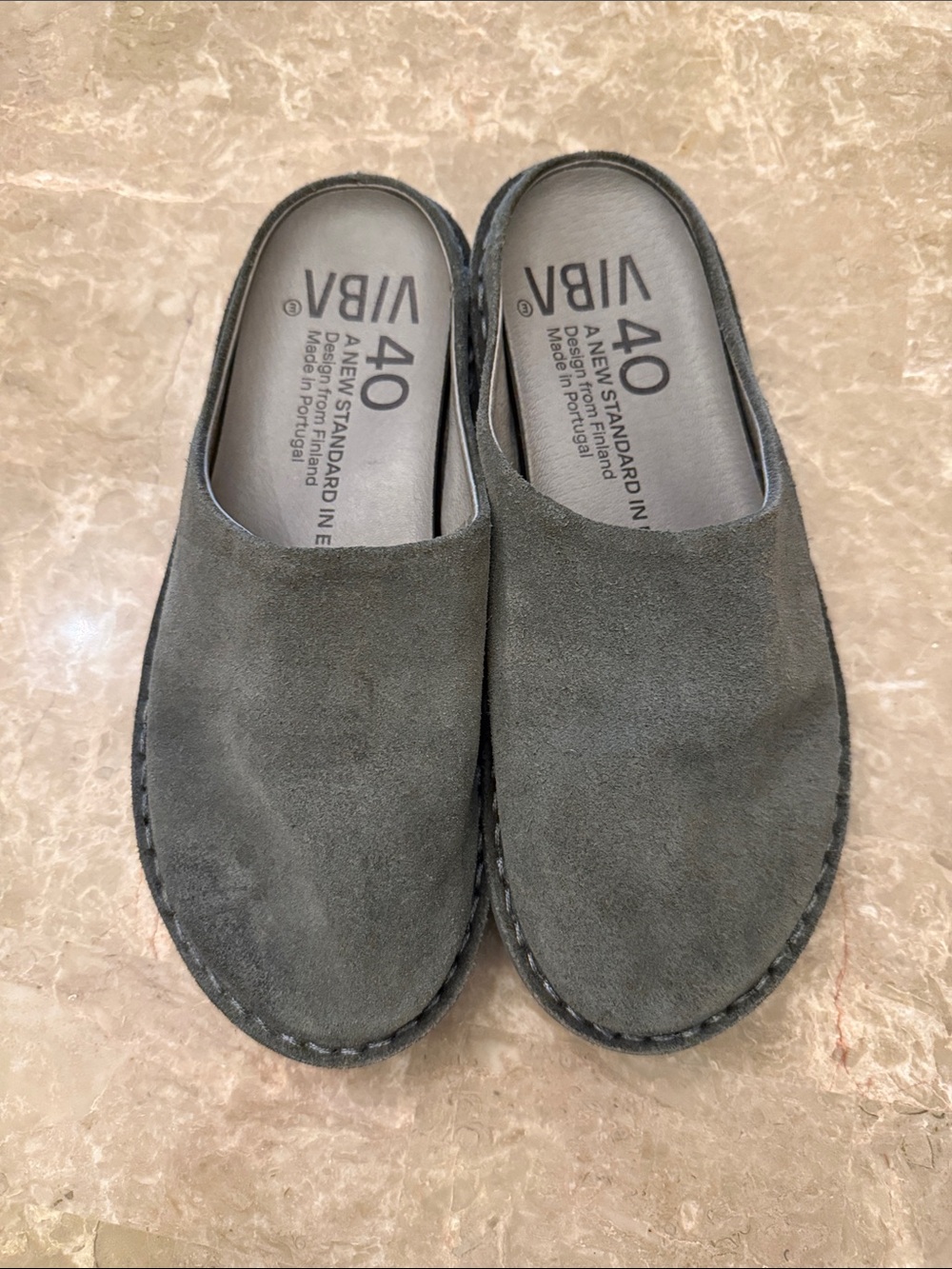VIBAe dark grey suede slides size EU40 and US 9 (women’s)